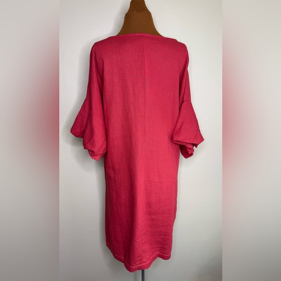 Studio 1886 Pullover Linen Blend Puff Short Sleeve Dress Size XL - Picture 4 of 9